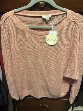 Chenault Waffle Knit Scoop Neck Sweater in Blush
